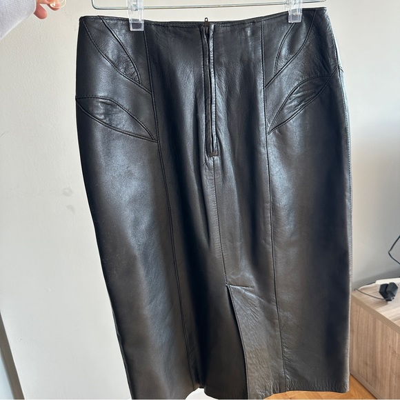 Vintage 100% Genuine Leather Pencil Skirt - Picture 3 of 3